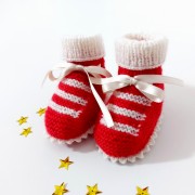 Red Knitting Baby Boots